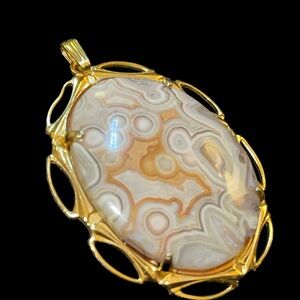 Jasper Pendant Goldtone